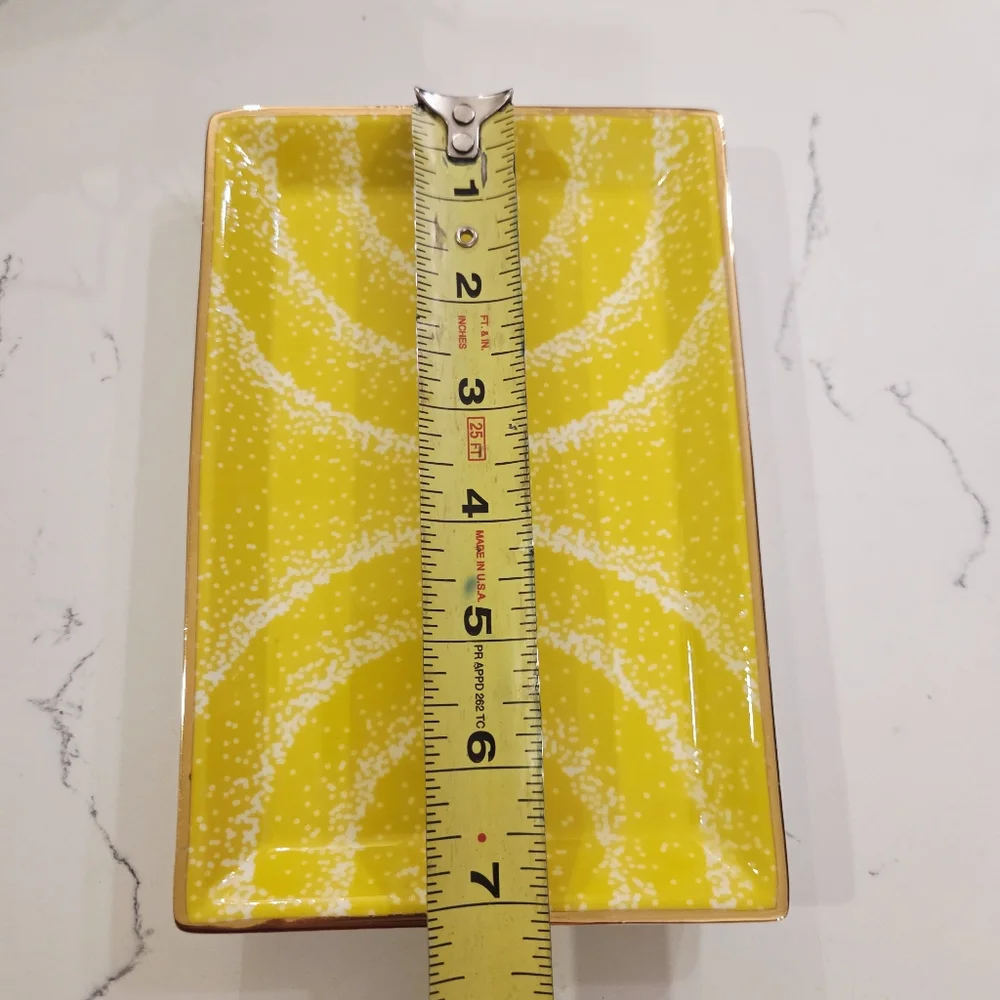Jonathan Adler Vapor Rectangle Tray Soft Spray Yellow High Fired Porcelain